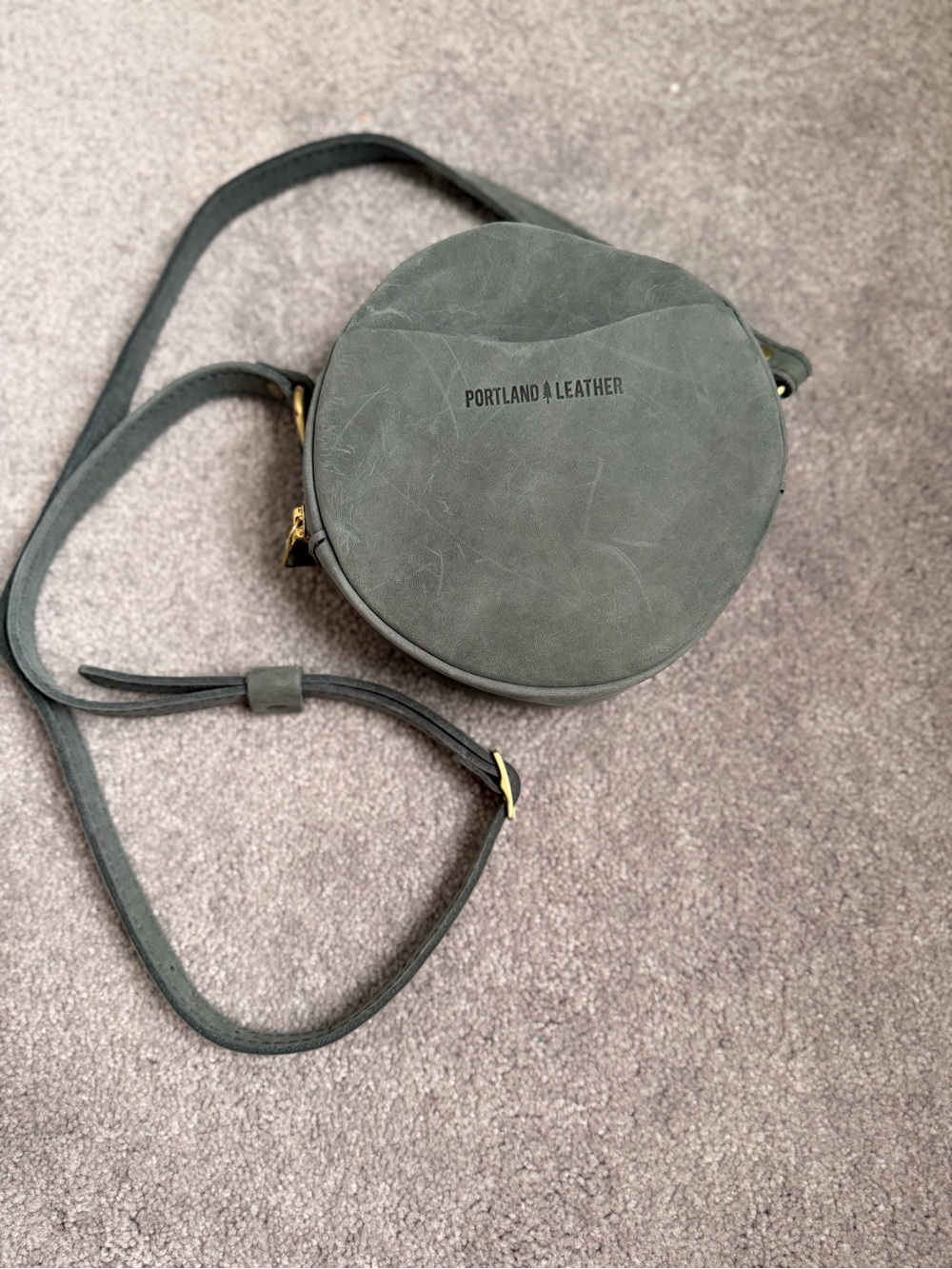 Portland Leather Circle Crossbody Gray Leather Bag
